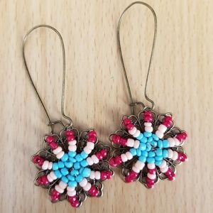 2 for $8 Beaded Flower Antique Fashion Earrings